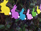 Easter Bunny Rabbit Garland Decoration, Easter Felt Banner, Handmade Bunting for Spring, Easter Decoration & Photo Prop