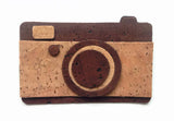 Photo Camera Die Cut, Fully Assembled Cork Fabric Camera Applique for Craft & Sewing Projects