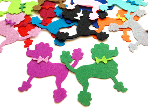 Felt Dogs, Felt Poodle Die Cut , Cute Applique Dogs for Sewing and Craft Projects in Vibrant Colors, Pack of 2