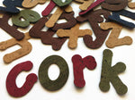 Cork Alphabet, Die Cut Lowercase Sew On Alphabet, Cork Fabric Applique Full Alphabet for Sewing and Other Craft Projects