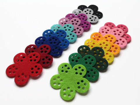 Felt Flowers, Die Cuts, Applique Flower Shapes for Sewing and Craft Projects in Vibrant Colors