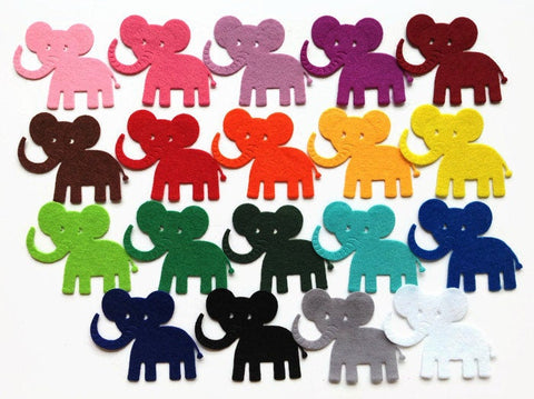 Felt Elephant Die Cut, Cute Elephant Shape Applique for Sewing and Craft Projects in Vibrant Colors (Pack of 10)