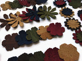 50 Flowers Set - Assorted Shapes and Colours, Beautiful Cork Fabric Flower Die Cuts for Sewing & Other Craft Projects