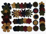 50 Flowers Set - Assorted Shapes and Colours, Beautiful Cork Fabric Flower Die Cuts for Sewing & Other Craft Projects
