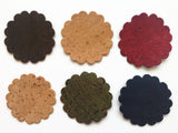 Cork Scalloped Circle Die Cut, Cork Fabric Decorative Applique for Craft and Sewing Needs