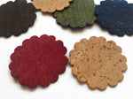 Cork Scalloped Circle Die Cut, Cork Fabric Decorative Applique for Craft and Sewing Needs