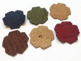 Cork Fabric Sew on Applique, Flower Shape Die Cut for Sewing and Craft Projects, Pack of 5