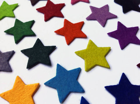 Star Die Cut, Colourful Felt Star for Sewing and Craft Projects, Holiday & Christmas Decorations, 1 Inch