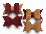 Cork Fabric Bow, Fully Assembled Bow Applique for Bags, Jewelry Making & Other Sewing Projects