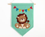 Lion Felt Banner, Nursery Wall Art, Animal Banner, Kids Room Decor