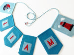 Customizable Eco Felt Name Banner, Red and Blue Nautical Kids Room Decor