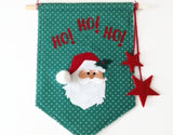 Santa Claus Felt Banner, Handmade Christmas Decoration, Santa Sign, Xmas Home Decor, Christmas Party Banner