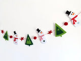 Snowman and Christmas Tree Garland Banner, Winter Wonderland, Handmade Christmas Decoration