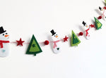 Snowman and Christmas Tree Garland Banner, Winter Wonderland, Handmade Christmas Decoration